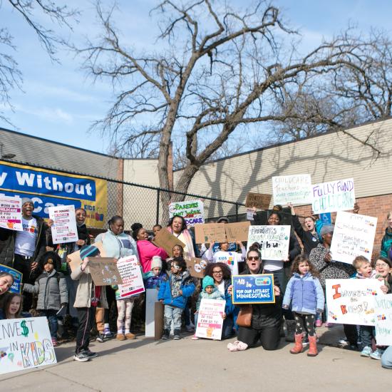 Families in front of the CDC