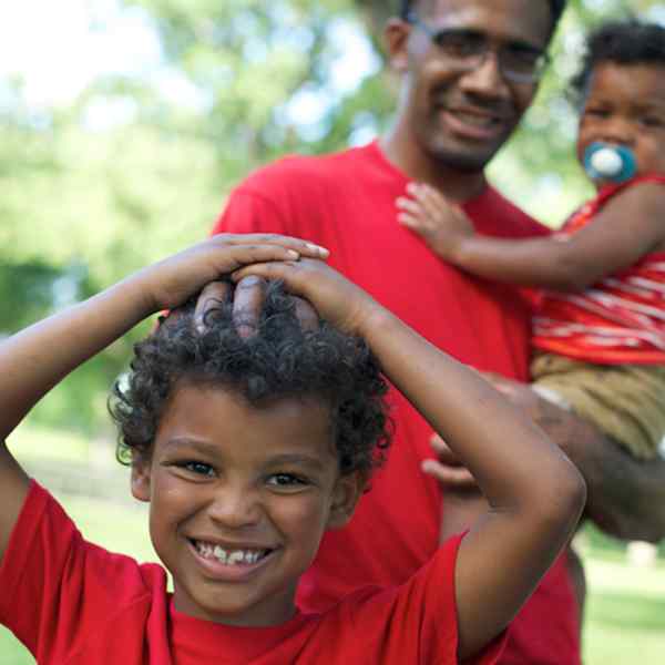 boy with father and brother